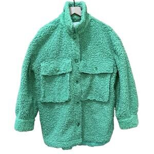 NWT English Factory Oversized Green Sherpa Jacket Size Medium